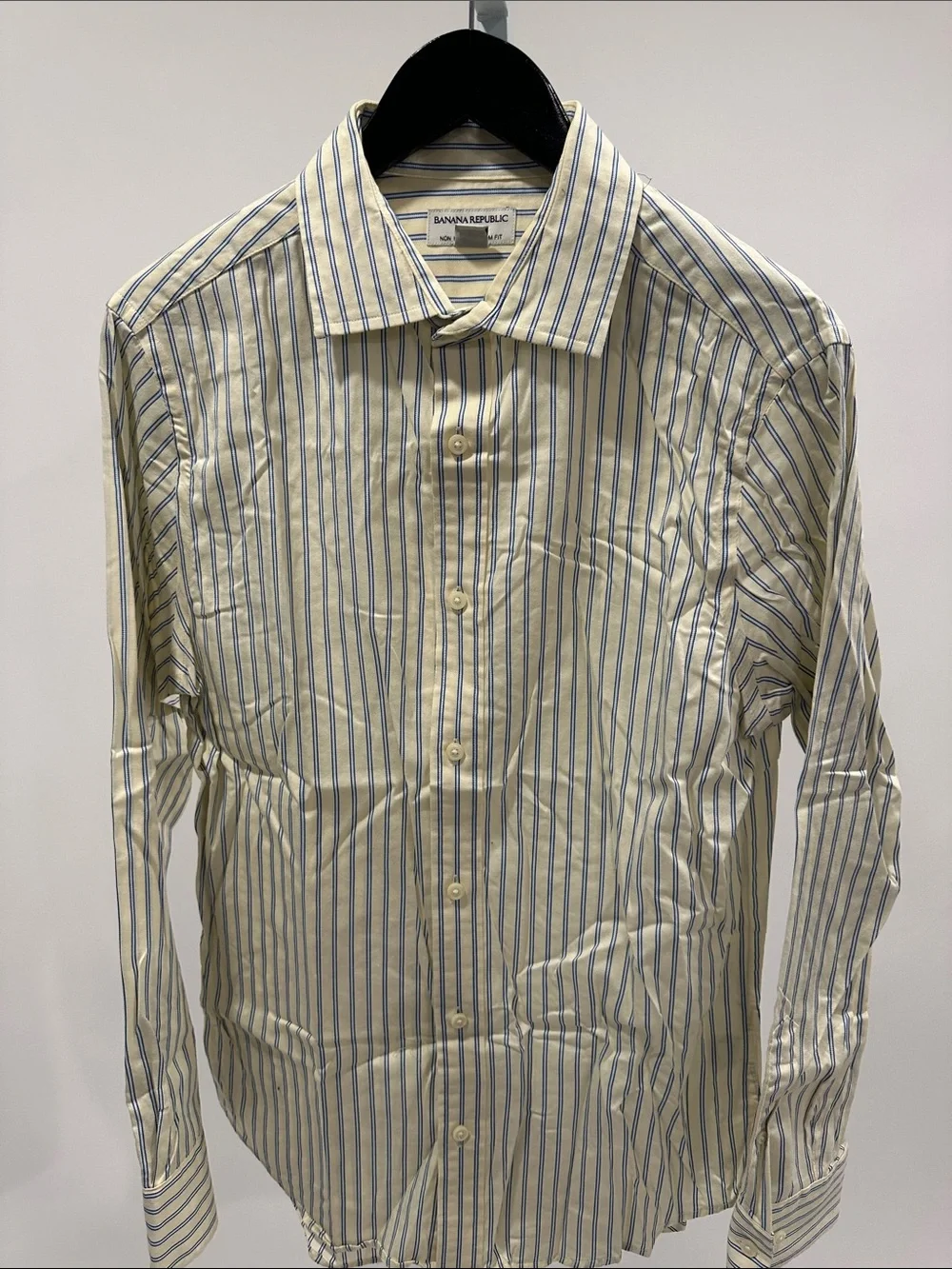 Banana Republic Cream Shirt with Blue Stripes